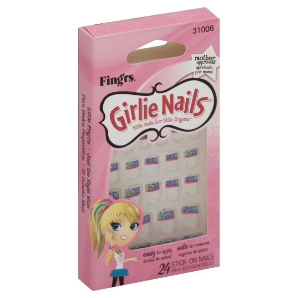 slide 1 of 1, Fing'rs Stick-On Nails, 24 ct