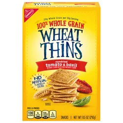 Wheat Thins Sundried Tomato & Basil Snacks, Whole Grain Wheat Crackers, Snack Crackers, 8.5 oz