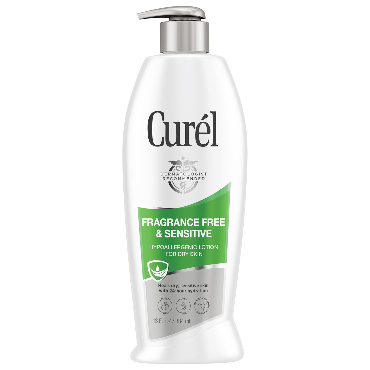 slide 1 of 5, Curél Fragrance Free Comforting Body Lotion, Body and Hand Moisturizer for Dry, Sensitive Skin, 13 Ounce, with Advanced Ceramide Complex, Repairs Moisture Barrier, 13 fl oz