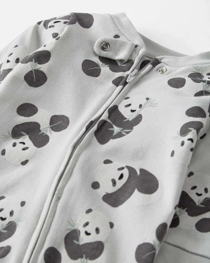 slide 2 of 5, Littleplanet Baby Organic Cotton 2-Way Zip Sleep & Play Pajamas Panda 6M, 1 ct