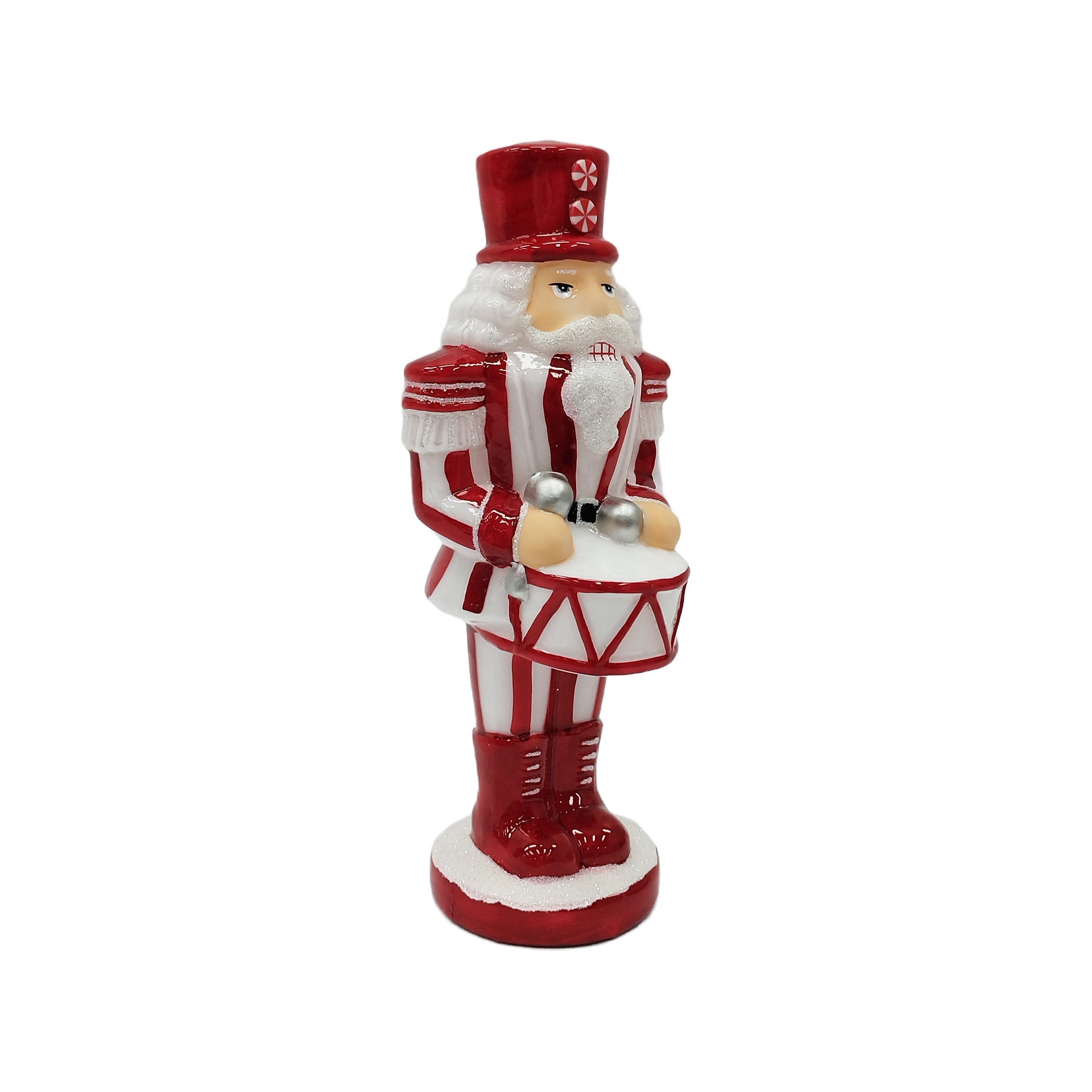 slide 2 of 3, 9.5" Red & White Peppermint & Drum Glass Nutcracker By Ashland, 9.5 in
