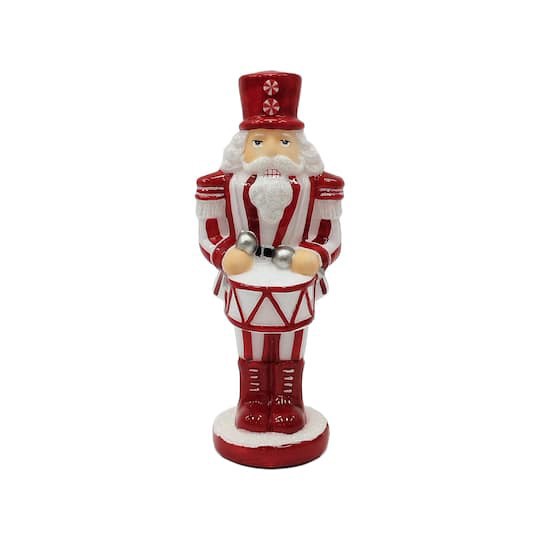 slide 1 of 3, 9.5" Red & White Peppermint & Drum Glass Nutcracker By Ashland, 9.5 in