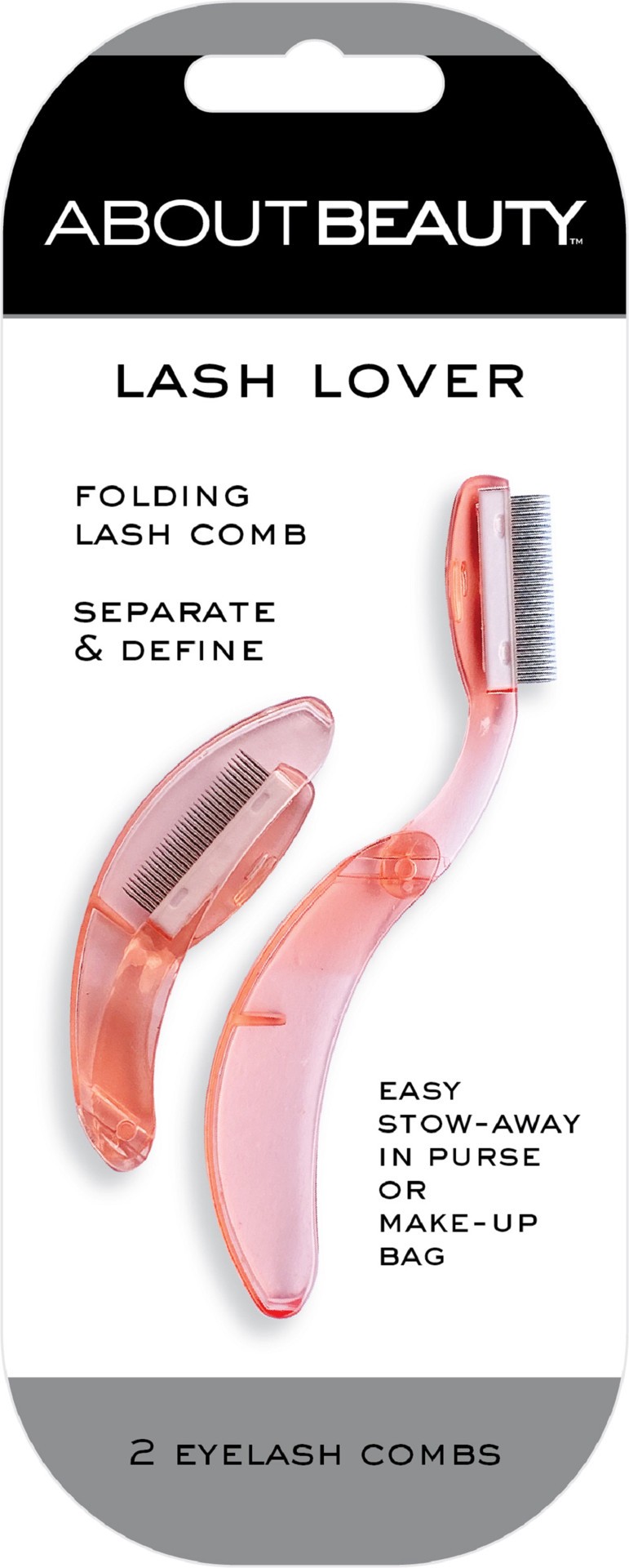 slide 1 of 4, About Beauty Lash Lover Travel Size Folding Eye Lash Comb & Brush, 2 ct