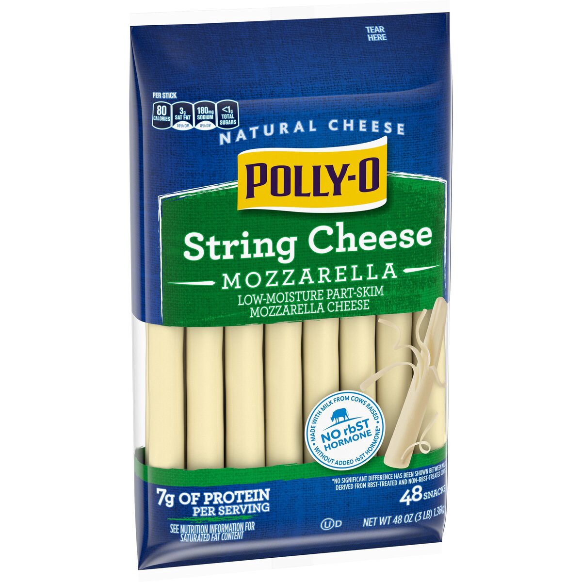 slide 6 of 8, Polly-O String Cheese Mozzarella Cheese Snacks, 48 ct Sticks, 48 ct