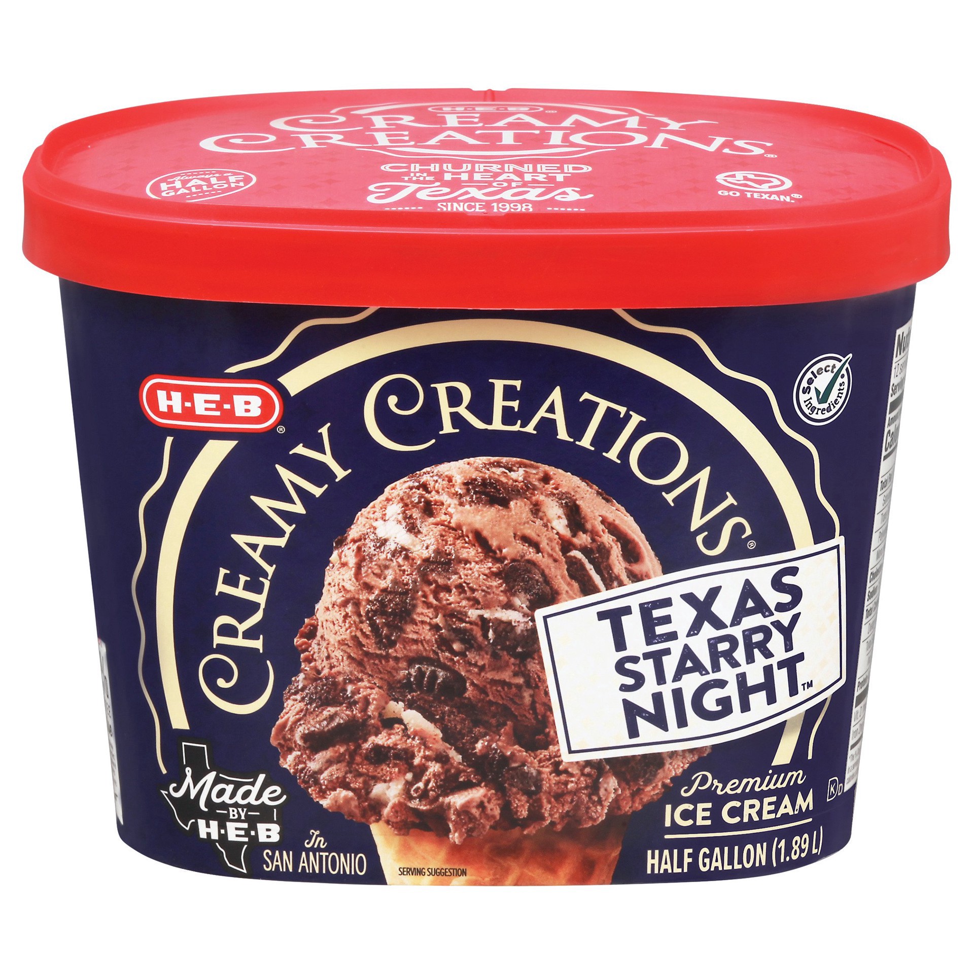 slide 1 of 1, H-E-B Creamy Creations Texas Starry Night Ice Cream, 1/2 gal