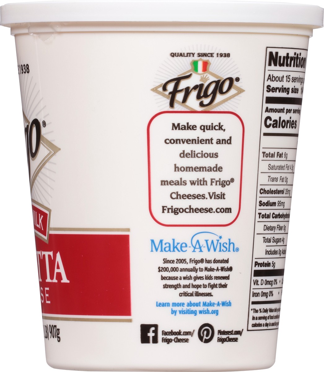 slide 7 of 12, Frigo Whole Milk Ricotta Cheese 32 oz, 32 oz
