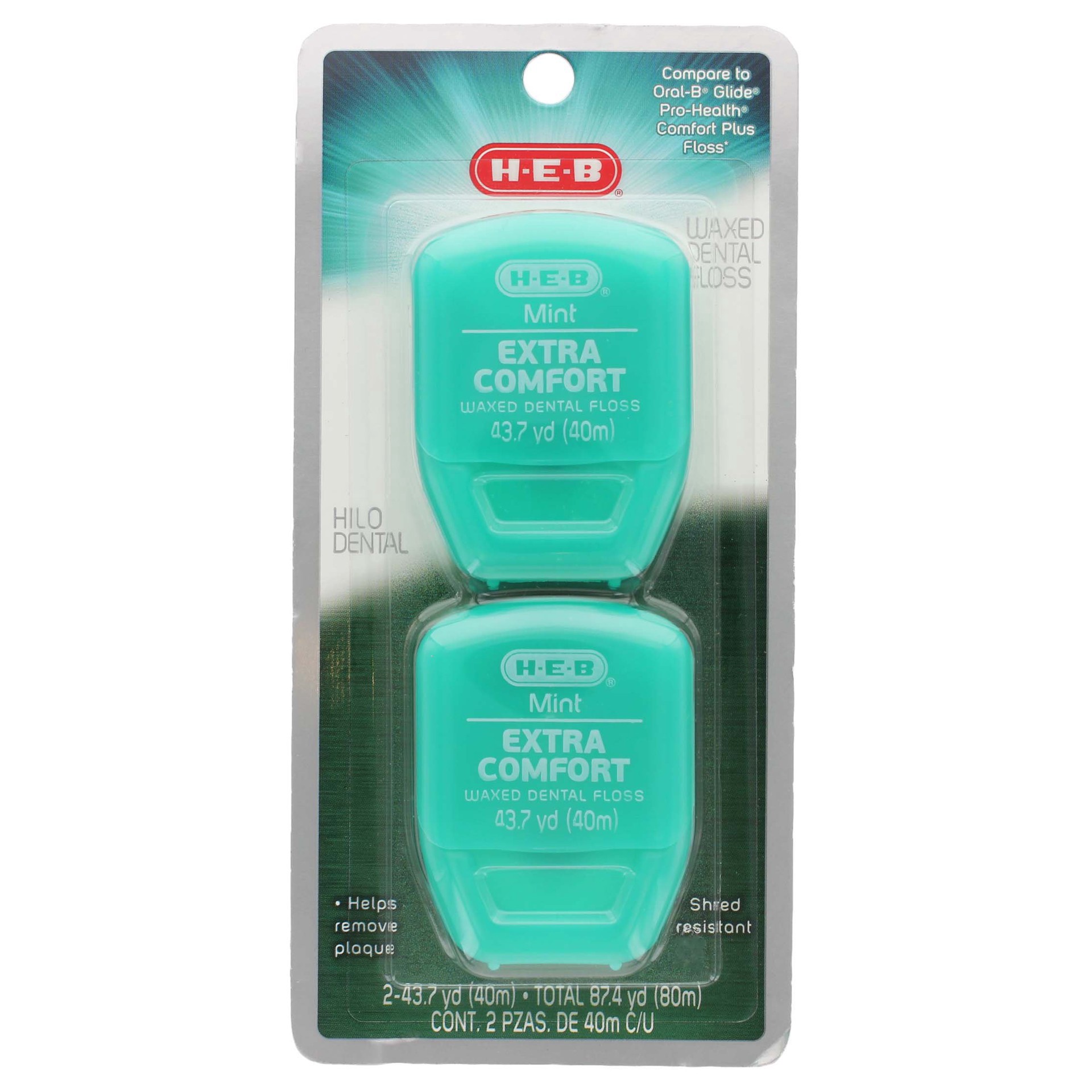 slide 1 of 1, H-E-B Waxed Mint Dental Floss, 2 ct
