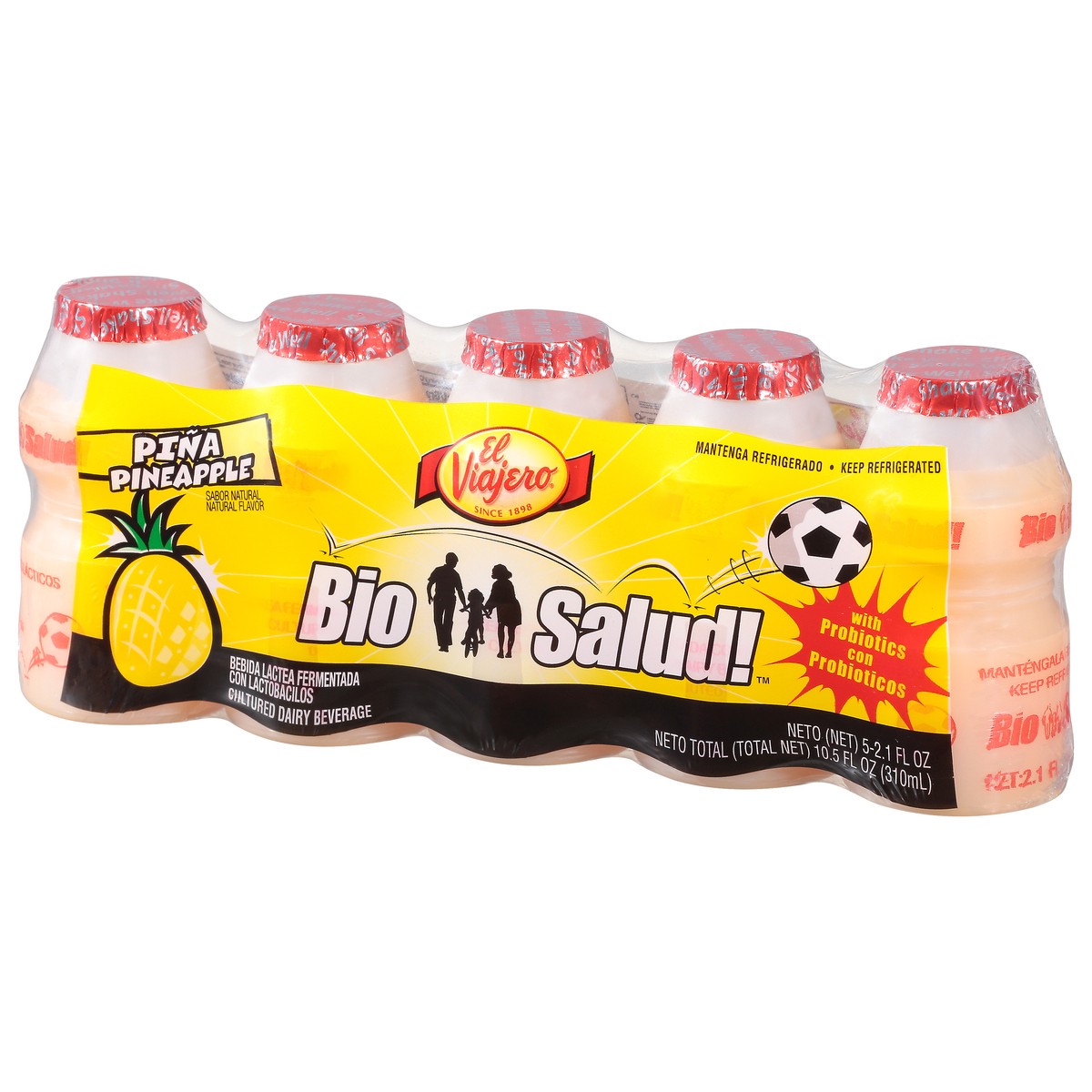 slide 12 of 12, El Viajero Pineapple Bio Salud Yogurt Drink 5Pk, 10.5 fl oz