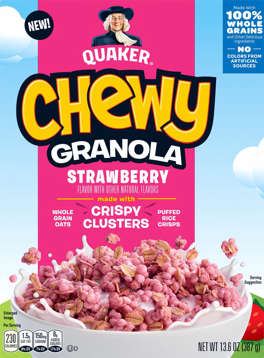 slide 5 of 6, Quaker Granola, Strawberry, Chewy, 13.6 oz