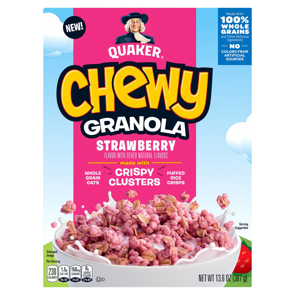 slide 1 of 6, Quaker Granola, Strawberry, Chewy, 13.6 oz