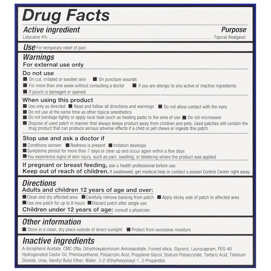 slide 4 of 5, Walgreens Lidocaine Patch Extra Small, 2.4 x 1 Inches, 20 ct