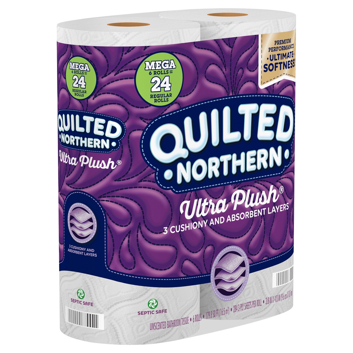 slide 2 of 5, Quilted Northern Ultra Plush 3-Ply Mega Rolls Unscented Bathroom Tissue 6 ea, 6 ct