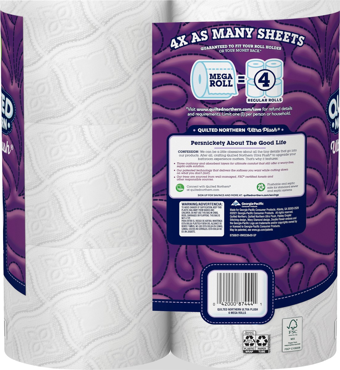 slide 3 of 5, Quilted Northern Ultra Plush 3-Ply Mega Rolls Unscented Bathroom Tissue 6 ea, 6 ct