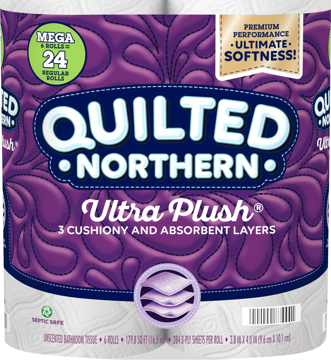 slide 4 of 5, Quilted Northern Ultra Plush 3-Ply Mega Rolls Unscented Bathroom Tissue 6 ea, 6 ct