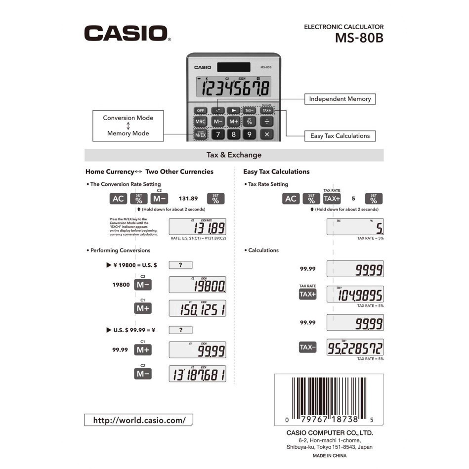 slide 16 of 32, Casio Basic 8-Digit Desktop Calculator - Gold (MS-80B), 1 ct