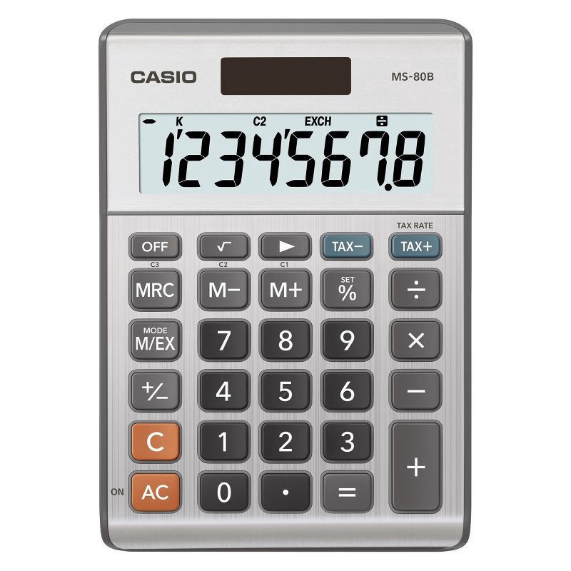 slide 1 of 32, Casio Basic 8-Digit Desktop Calculator - Gold (MS-80B), 1 ct