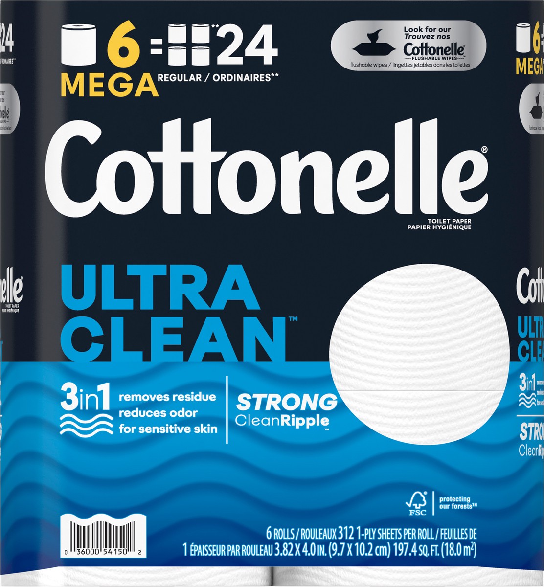 slide 5 of 9, Cottonelle Ultra Clean Toilet Paper, 6 ct