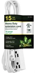Go Green 15' Heavy Duty White Extension Cord