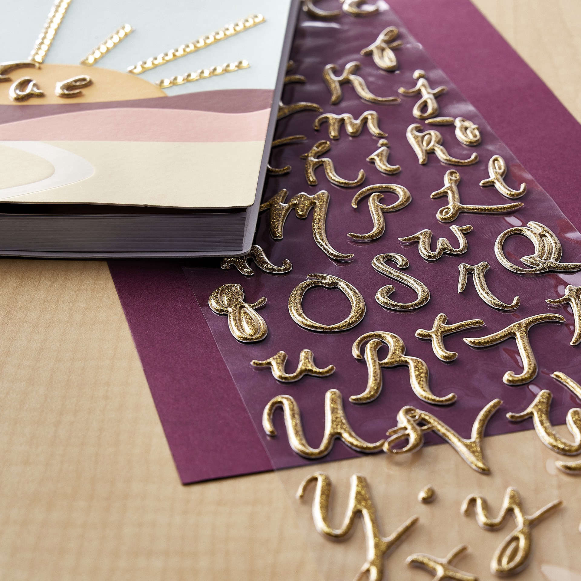 slide 2 of 5, Gold Glitter Puffy Alphabet Stickers By Recollections, 4.38 in x 13.5 in