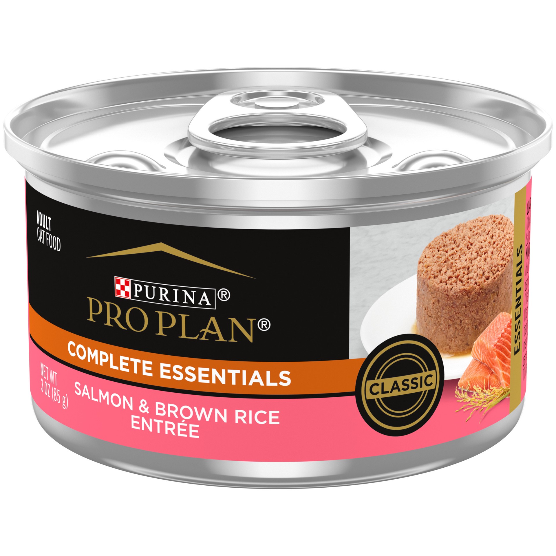 slide 1 of 6, Purina Pro Plan Pate, High Protein Wet Cat Food, COMPLETE ESSENTIALS Salmon & Brown Rice Entree, 3 oz