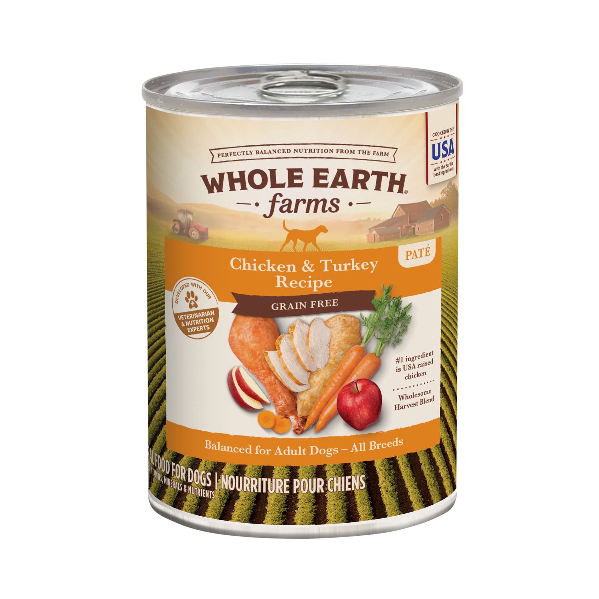 slide 1 of 4, Whole Earth Farms Grain Free Chicken and Turkey Recipe Canned Dog Food - 12.7 oz Can, 12.7 oz