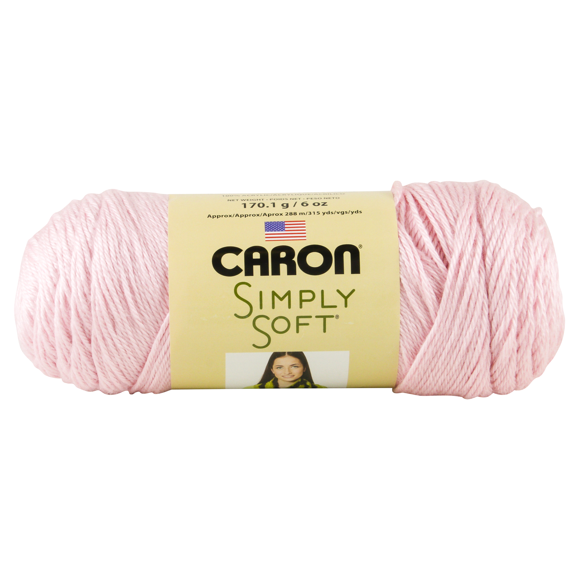 Caron Simply Soft Yarn, Soft Pink, 6 oz