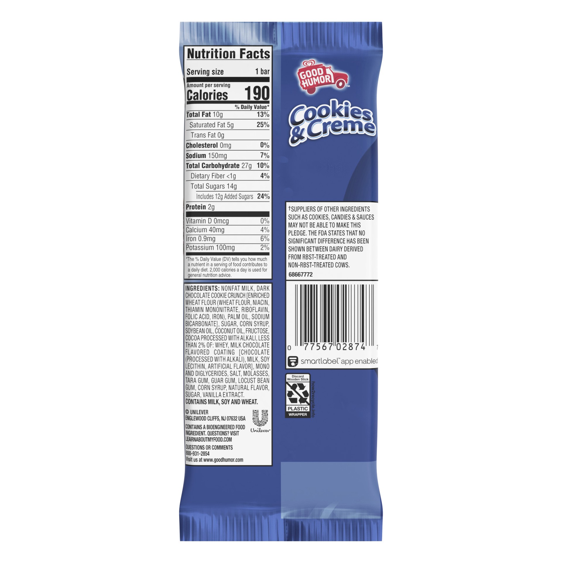 slide 4 of 7, Good Humor Frozen Dessert Bar Cookies N Creme, 1 ct, 1 ct