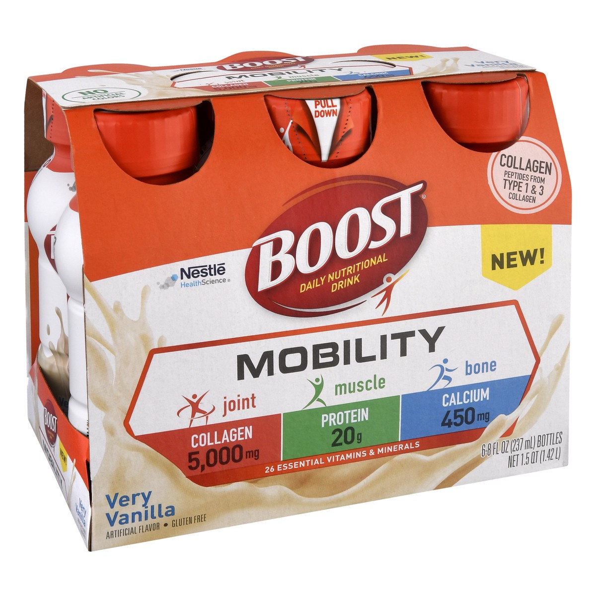 slide 2 of 9, Boost MOBILITY Very Vanilla - 6 ct; 8 fl oz, 6 ct; 8 fl oz