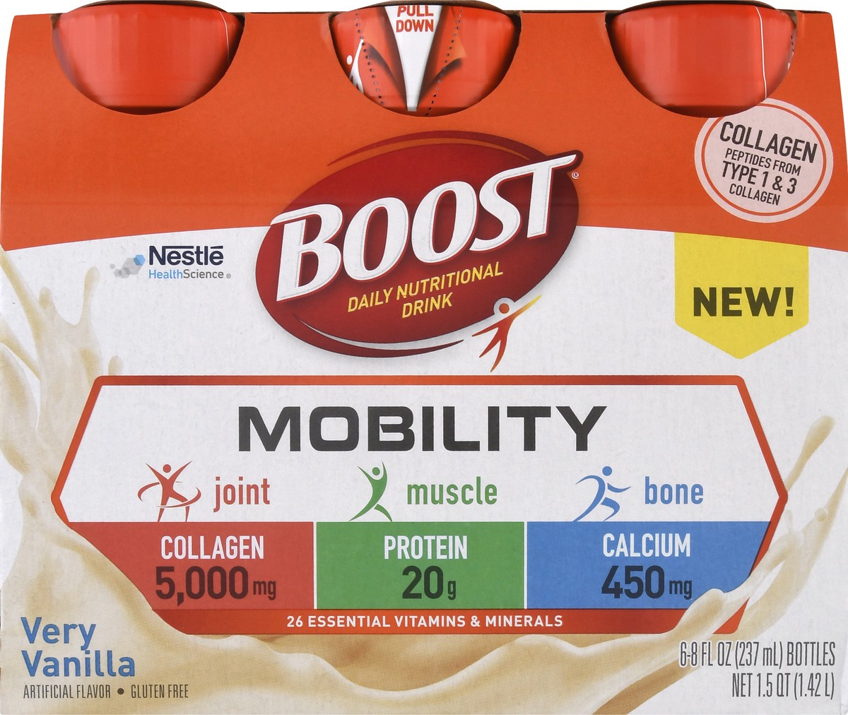 slide 6 of 9, Boost MOBILITY Very Vanilla - 6 ct; 8 fl oz, 6 ct; 8 fl oz