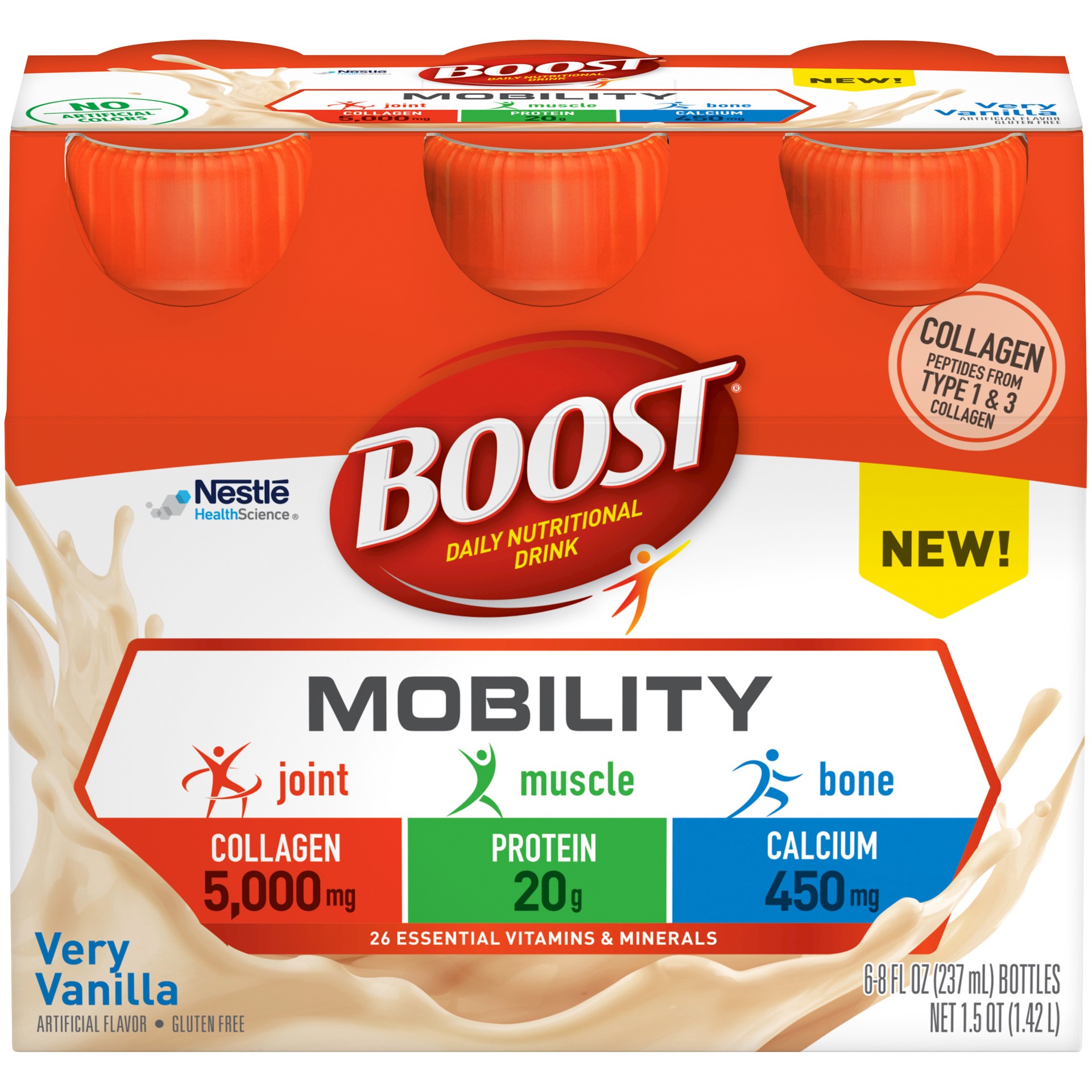 slide 1 of 9, Boost MOBILITY Very Vanilla - 6 ct; 8 fl oz, 6 ct; 8 fl oz