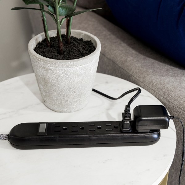 slide 5 of 7, Cordinate 60083 6-Outlet Surge Protector, 2.5', Black, 1 ct