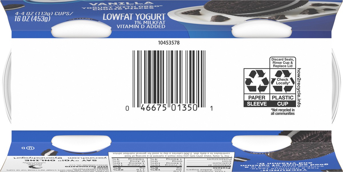 slide 9 of 9, YoCrunch Low Fat Vanilla with OREO Yogurt - 4ct/4oz Cups, 4 ct; 4 oz