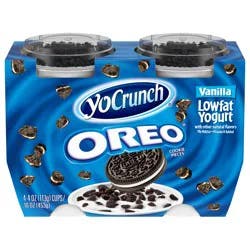 YoCrunch Vanilla Low Fat Yogurt with OREO(R) Cookie Pieces, 4 Ct, 4 OZ Yogurt Cups