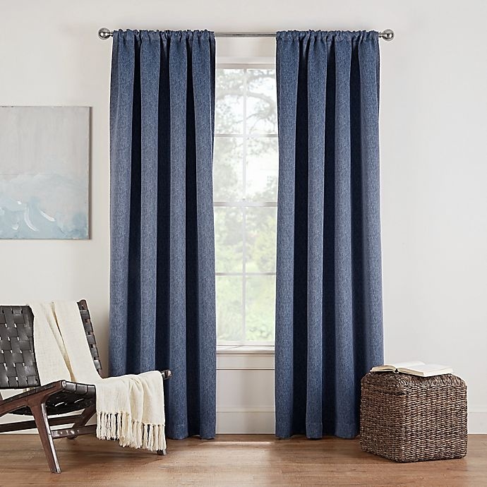 slide 1 of 1, Eclipse Twilight Luna Rod Pocket Room Darkening Window Curtain Panel - Indigo, 54 in