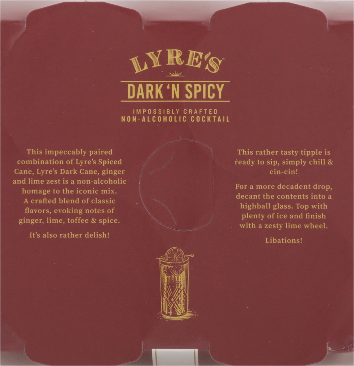 slide 10 of 14, Lyre's Non-Alcoholic Dark 'N Spicy Cocktail 4 - 8.45 fl oz Cans, 4 ct