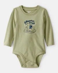 Carter's Baby Boy Grandpa's Lunch Buddy Frog Cotton Long-Sleeve Graphic Bodysuit - Green - 9M