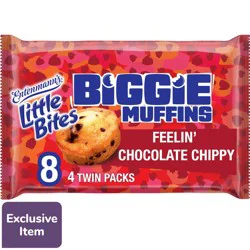 Entenmann''s Little Bites Feelin’ Chocolate Chippy Biggie Muffins, 4 twin packs, Chocolate Chip Muffins, 9.5 oz Tray