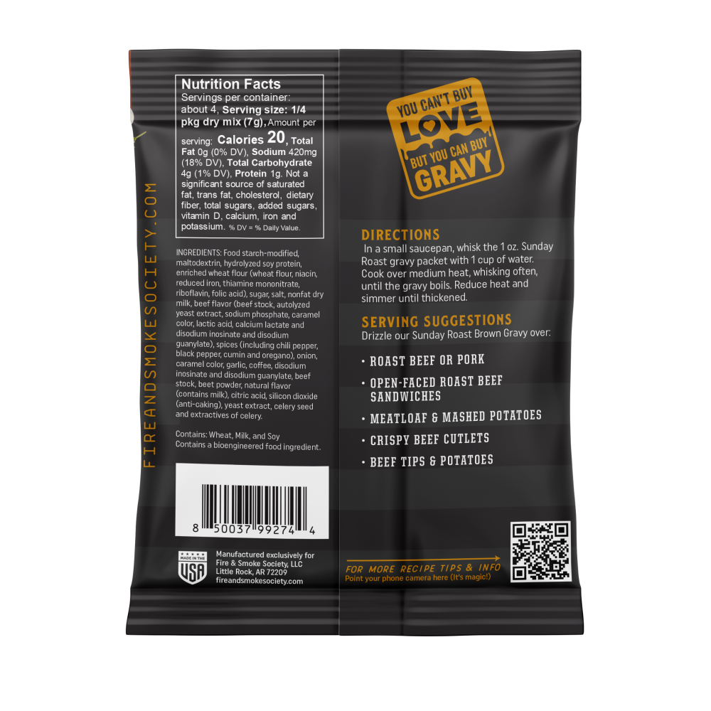 slide 2 of 2, Fire & Smoke Society® Sunday Roast Brown Gravy Mix, 1 oz