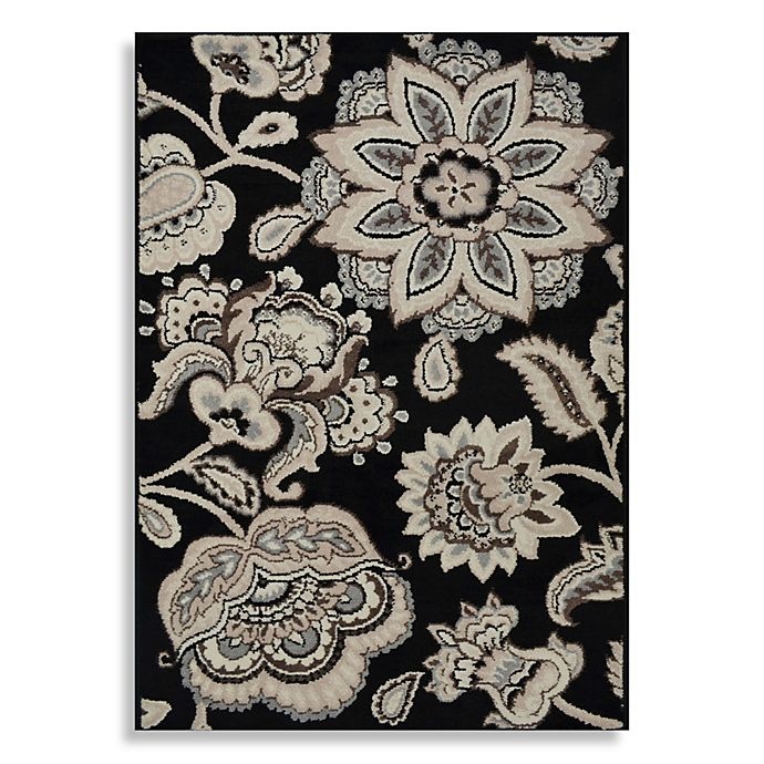 slide 1 of 2, Home Dynamix Westwood Washable Floral Accent Rug - Black, 1 ft 6 in x 2 ft 6 in