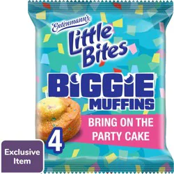 Entenmann's Little Bites Bring On The Party Cake Biggie Muffins, 4 count, Cake and Sprinkles Muffins, 4.75 oz Pouch