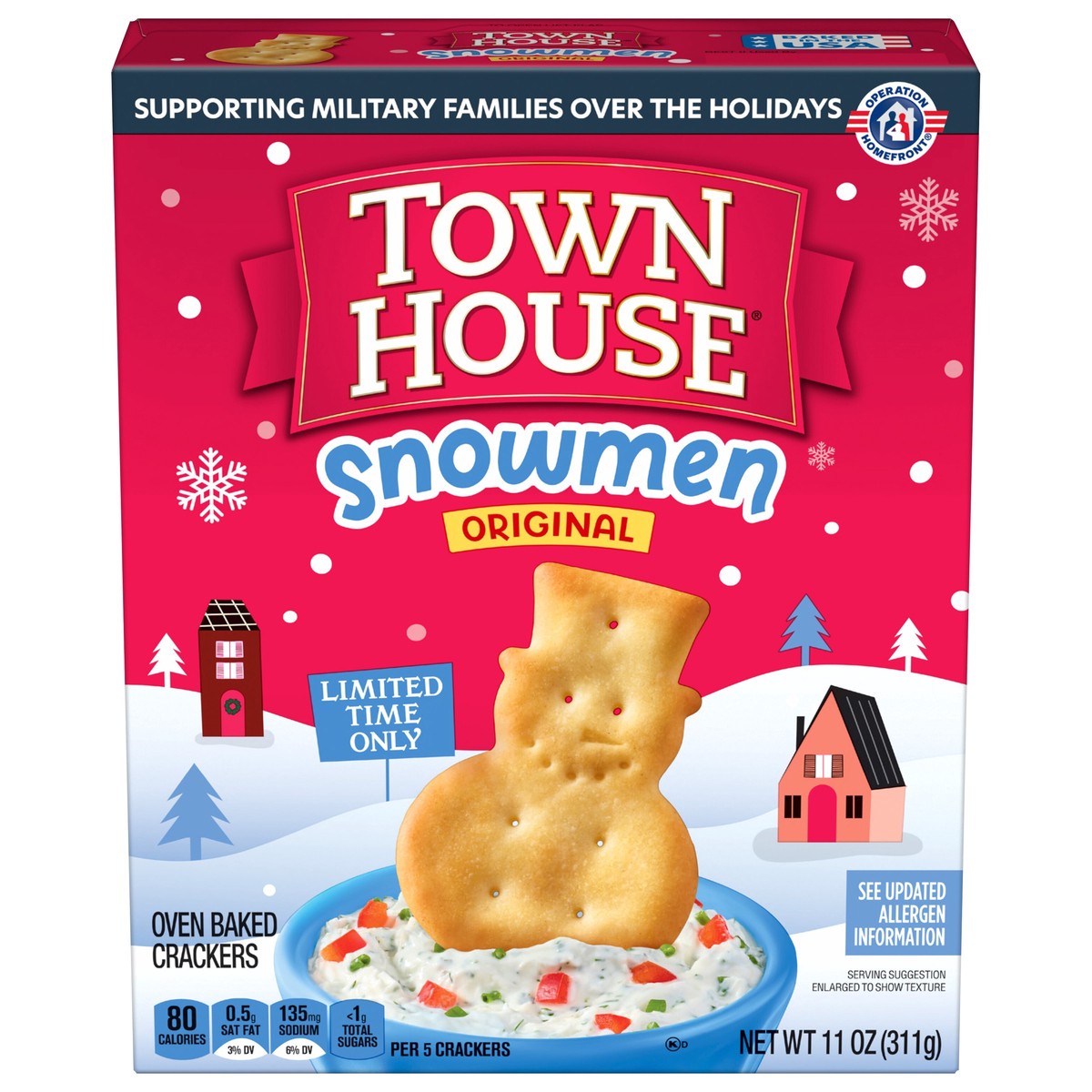 slide 1 of 13, Town House Snowmen Crackers, Holiday Snacks, Limited Time, Original, 11oz Box, 1 Box, 11 oz