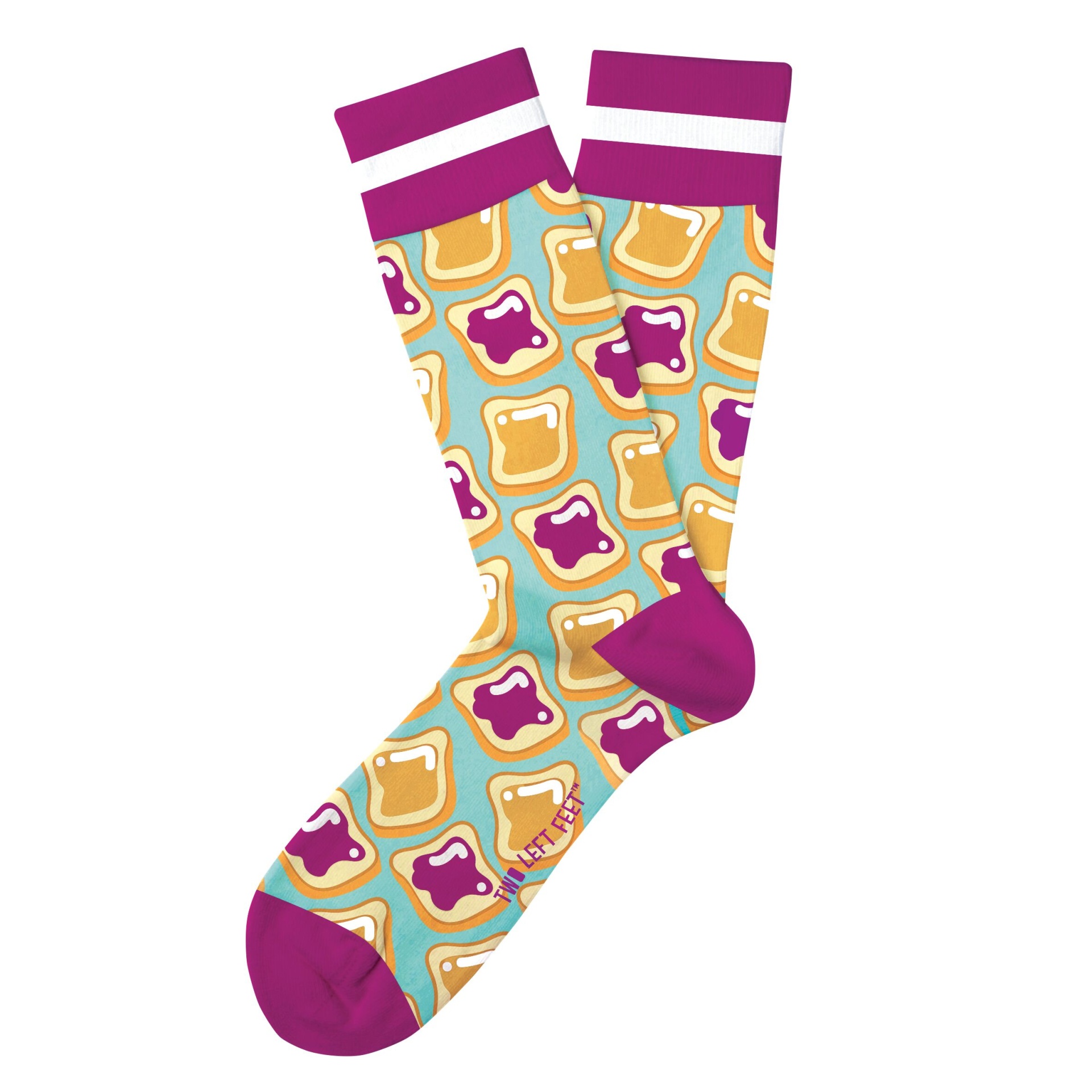 slide 1 of 1, Two Left Feet Peanut Butter & Jelly Socks Large, 1 ct