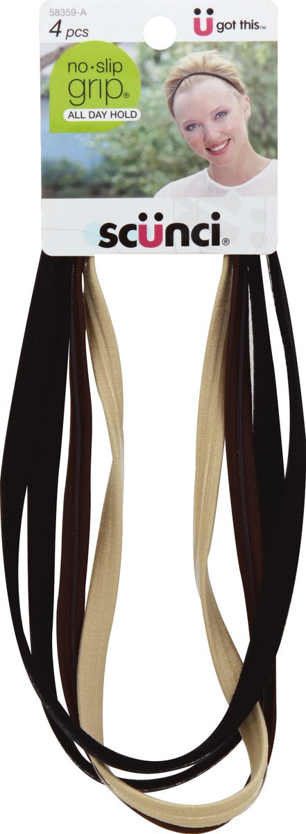 slide 2 of 2, scünci Noslip Grip Skinny Headwraps Neutral Colors, 4 ct