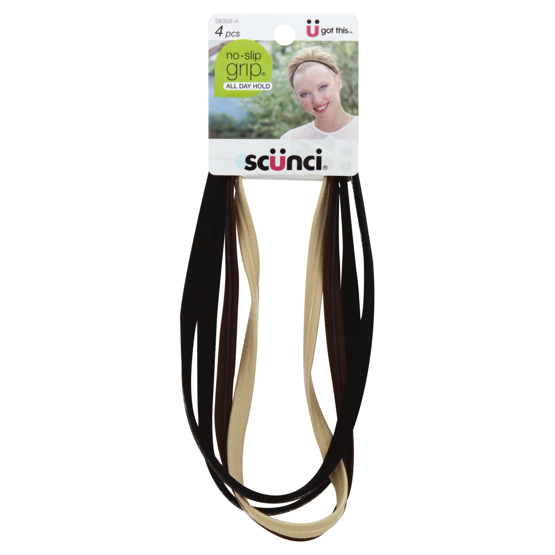 slide 1 of 2, scünci Noslip Grip Skinny Headwraps Neutral Colors, 4 ct