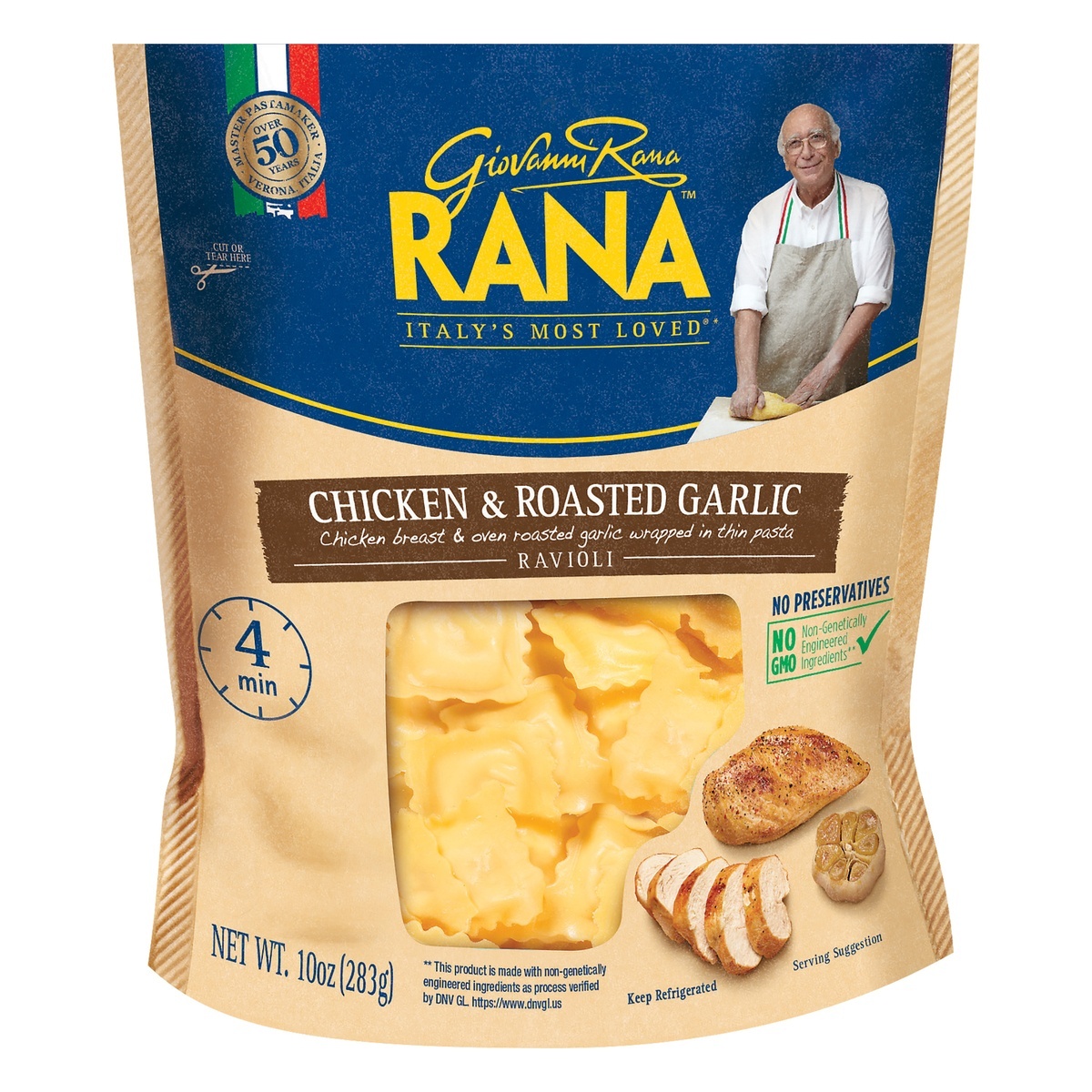 slide 1 of 1, Rana Chicken & Roasted Garlic Ravioli Refrigerated Pasta, 10 oz