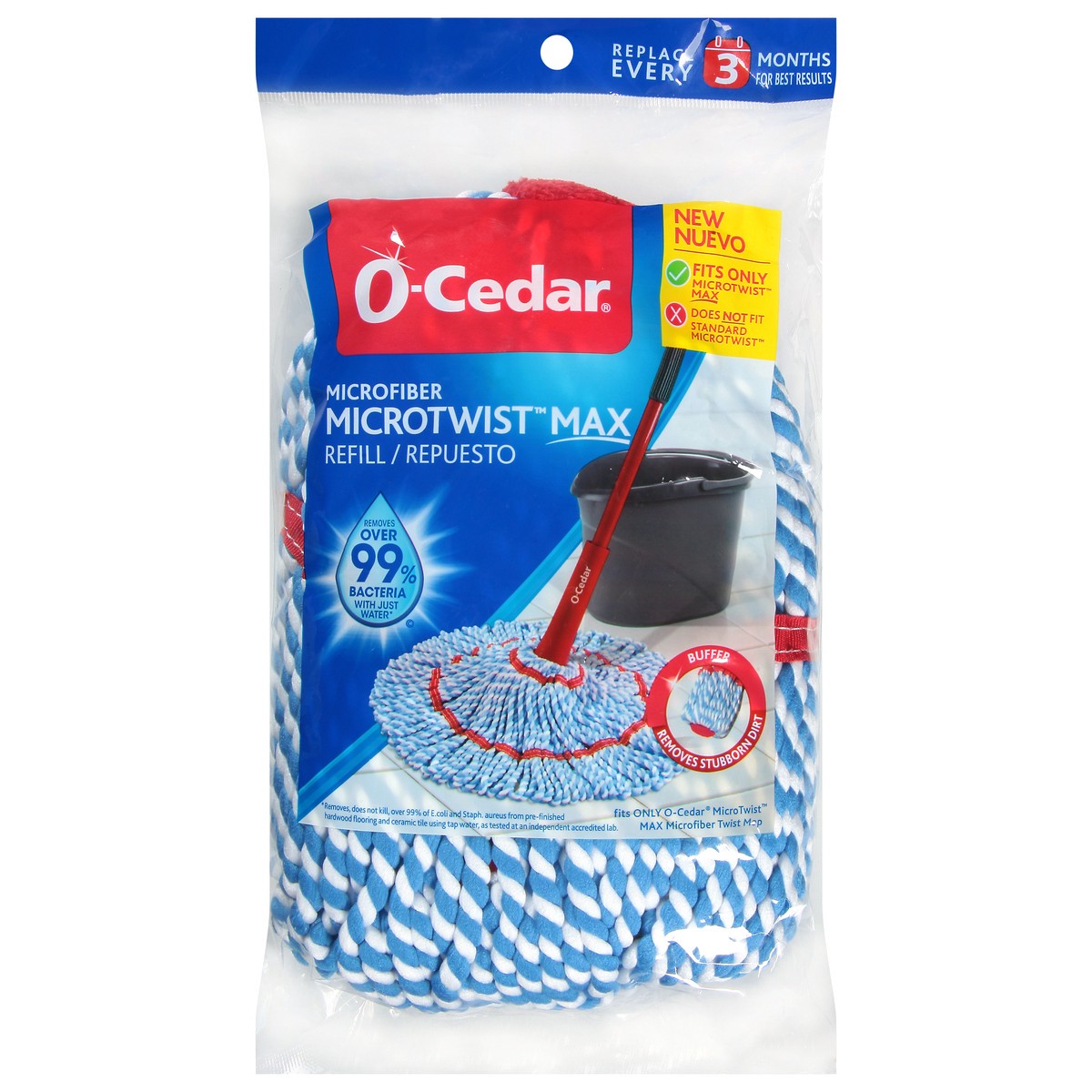 slide 1 of 9, O-Cedar MicroTwist MAX Microfiber Refill, Washable & Reusable Pad, 1 ct