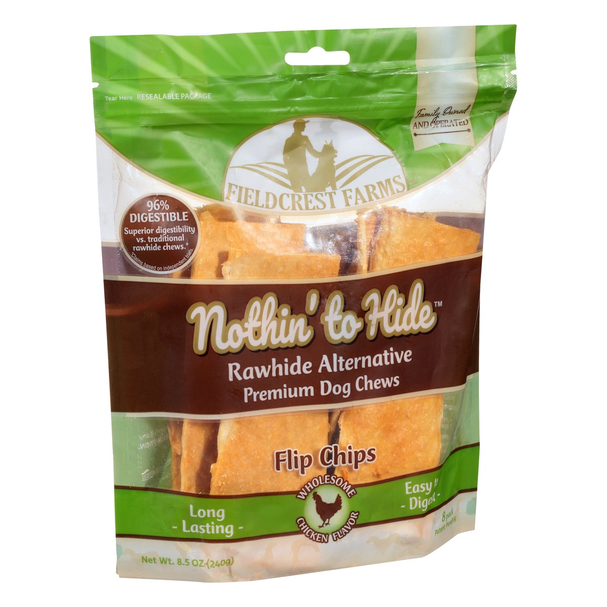 slide 7 of 9, Fieldcrest Farms Nothin' to Hide Flip Chips Premium Chicken Flavor Dog Chews 8 Pack, 8 ct