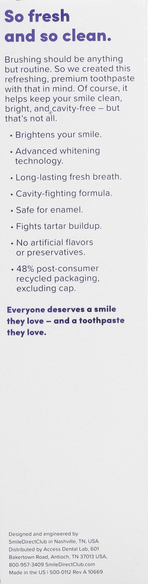 slide 8 of 12, Smile Direct Club Whitening Premium Naturally Cool Mint Toothpaste 4.8 oz, 4.8 oz