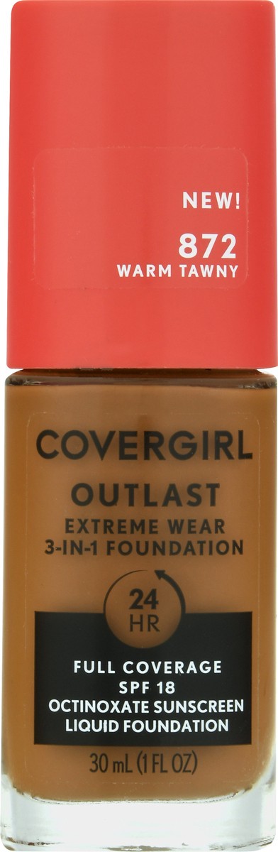 slide 1 of 1, Covergirl Sunscreen SPF 20 Warm Tawny 872 3-in-1 Foundation 30 ml, 1 fl oz