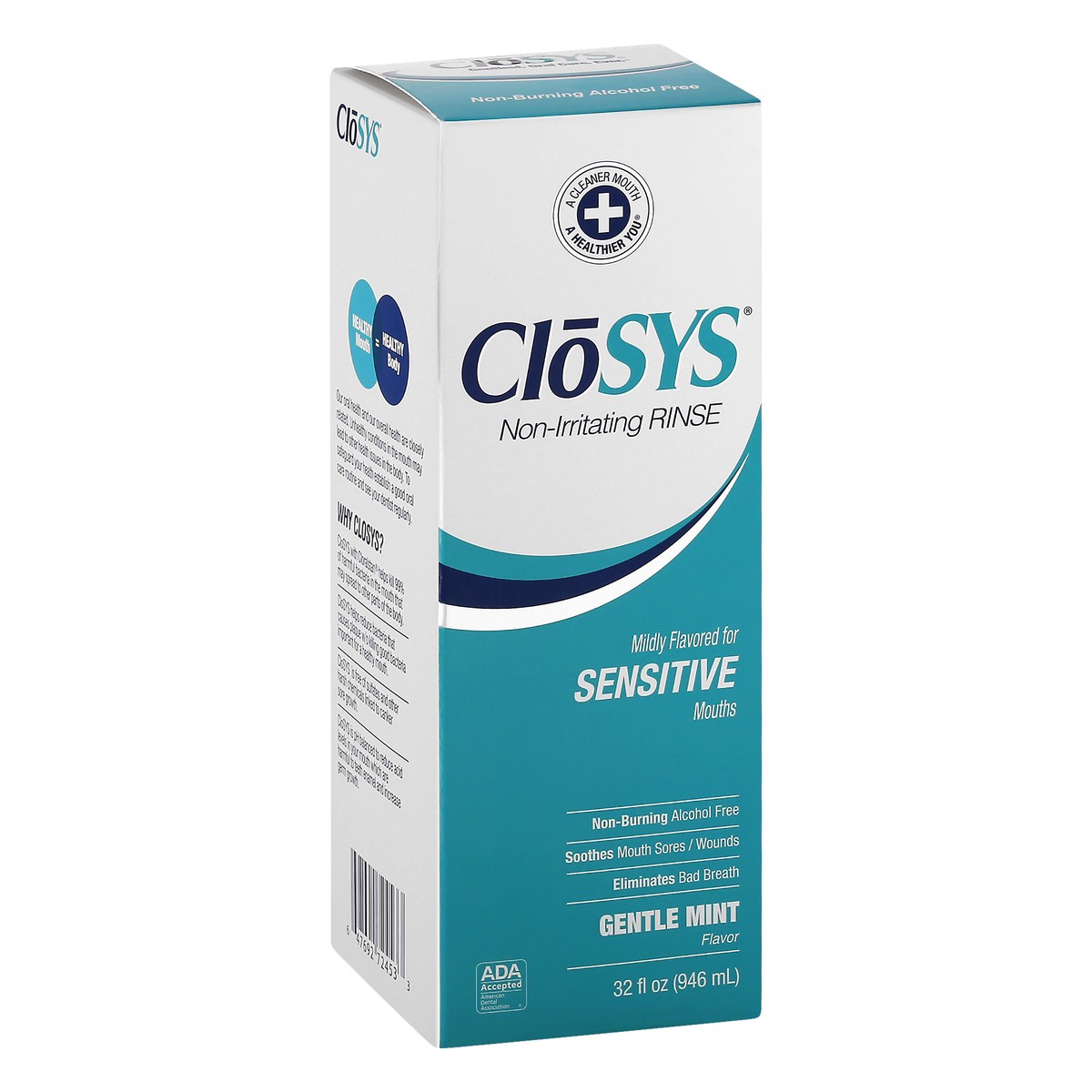 slide 3 of 9, CloSYS Dual Action Fresh Breath Sensitive Gentle Mint Mouth Rinse 32 fl oz, 32 fl oz